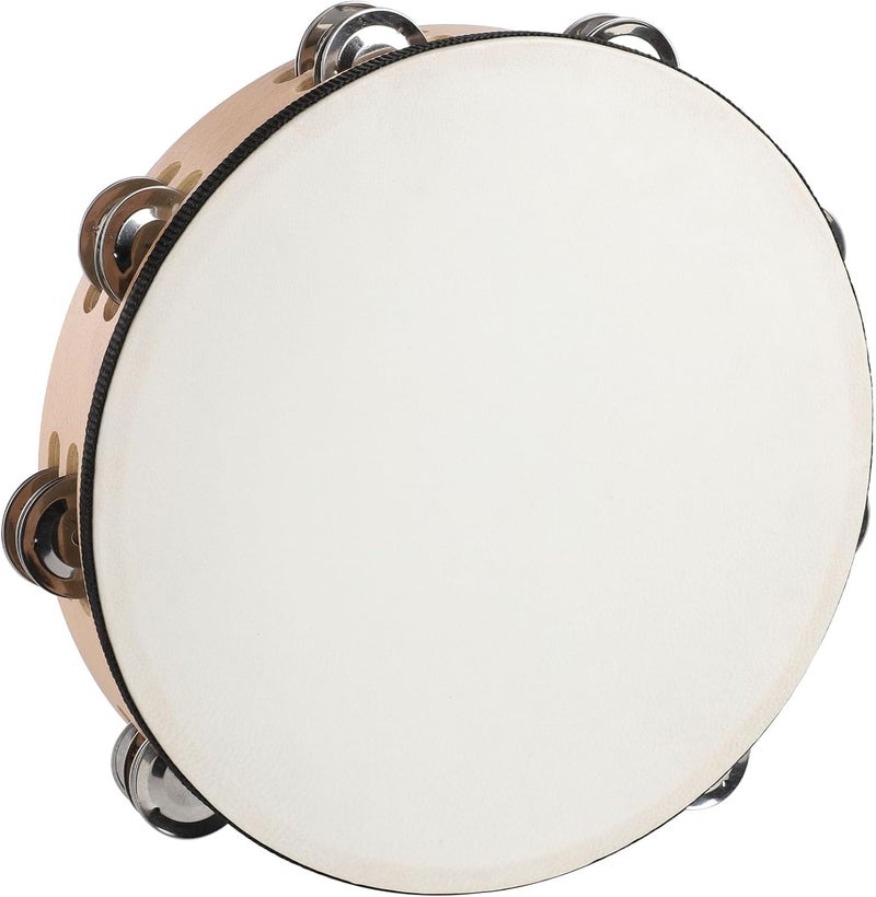 BGMUSER 10 Inch Goatskin Tambourine With 8 Pairs of Metal Jingles Hand Held Drum Tambourines for Adults Church Dance Games KTV Party - Image 3